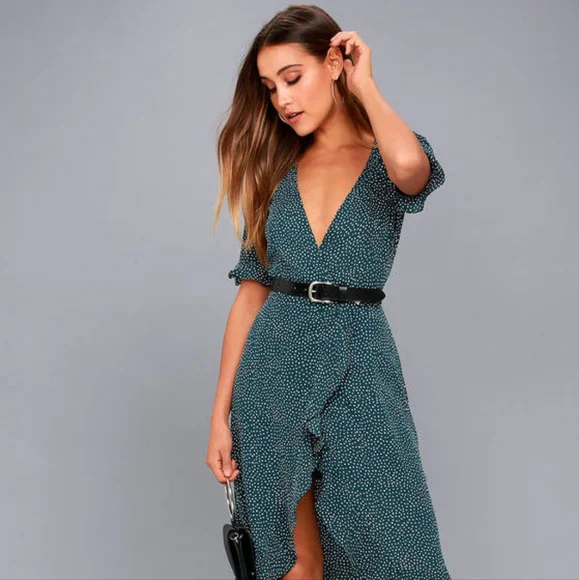 Lulus | Dresses | Mystified Forest Green Polka Dot Highlow Wrap Dress | Poshmark Lulus | Dresses | Mystified Forest Green Polka Dot Highlow Wrap Dress | Poshmark